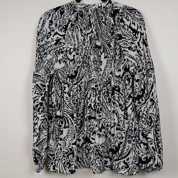 Lauren Ralph Lauren Black Label Paisley Micro Pleated Georgette Blouse Top - Picture 12 of 15